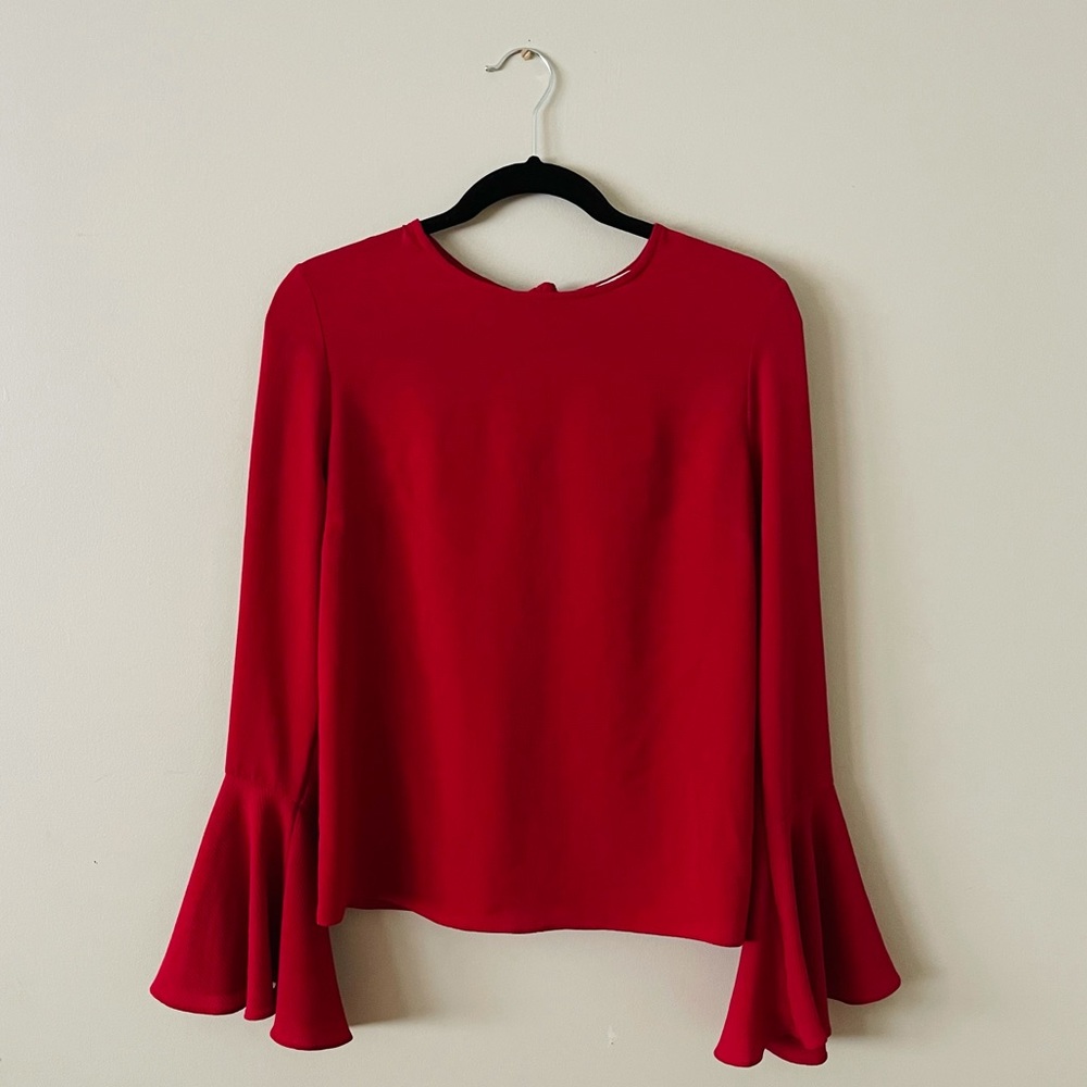 Wayf red bell sleeve blouse. Size small